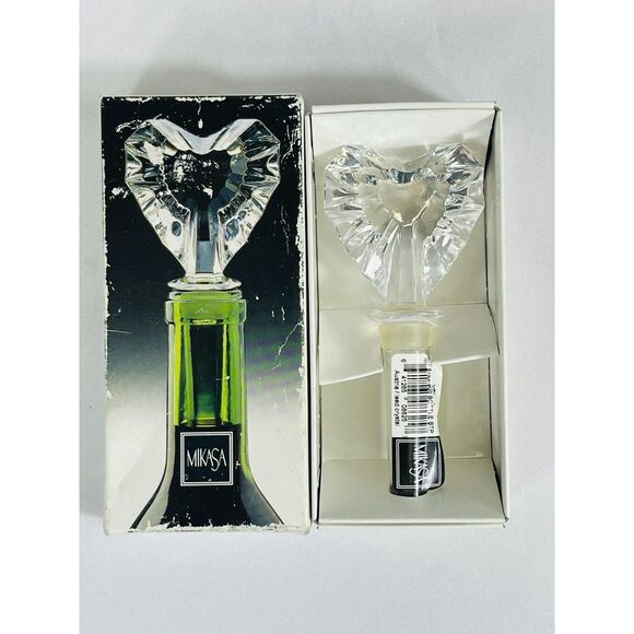 New in Box Mikasa Austrian Lead Crystal Bottle Stopper Heart Shape Love - Picture 1 of 5